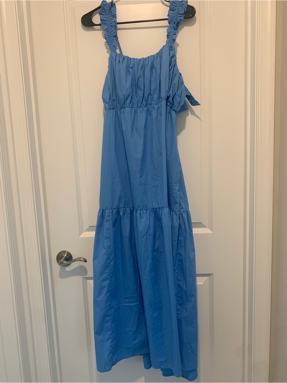 Abercrombie & Fitch Light Blue Ruffle Strap Tiered Maxi Dress